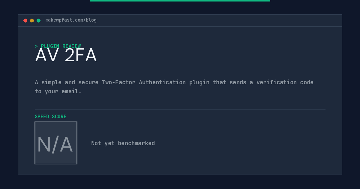 AV 2FA - MakeWPFast