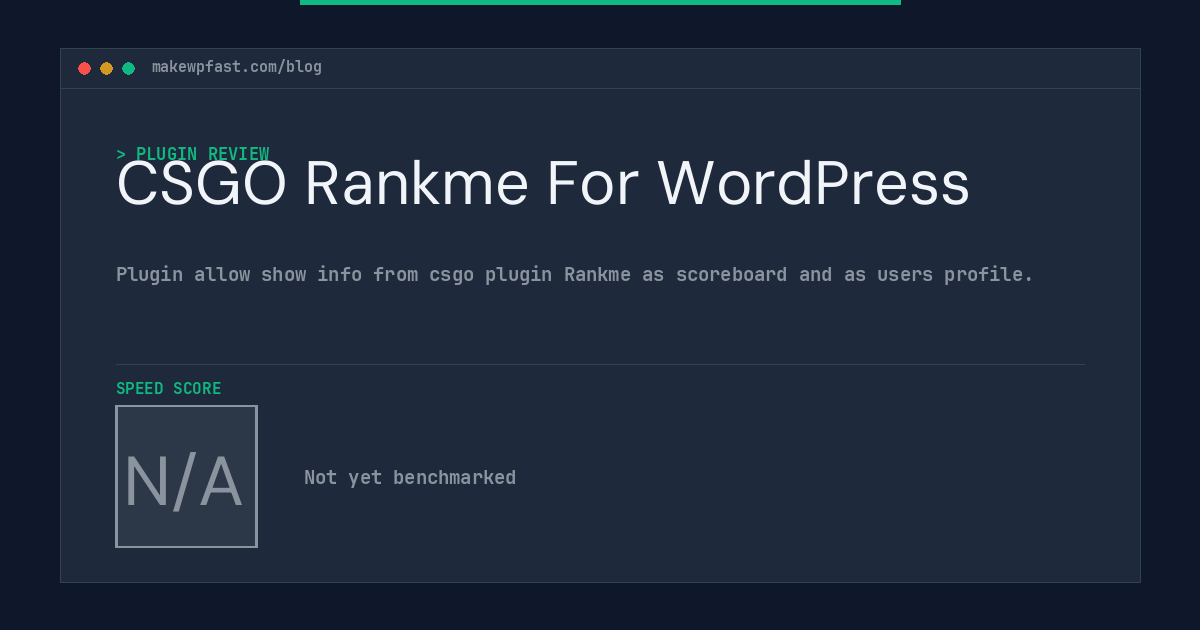 CSGO Rankme For WordPress - MakeWPFast