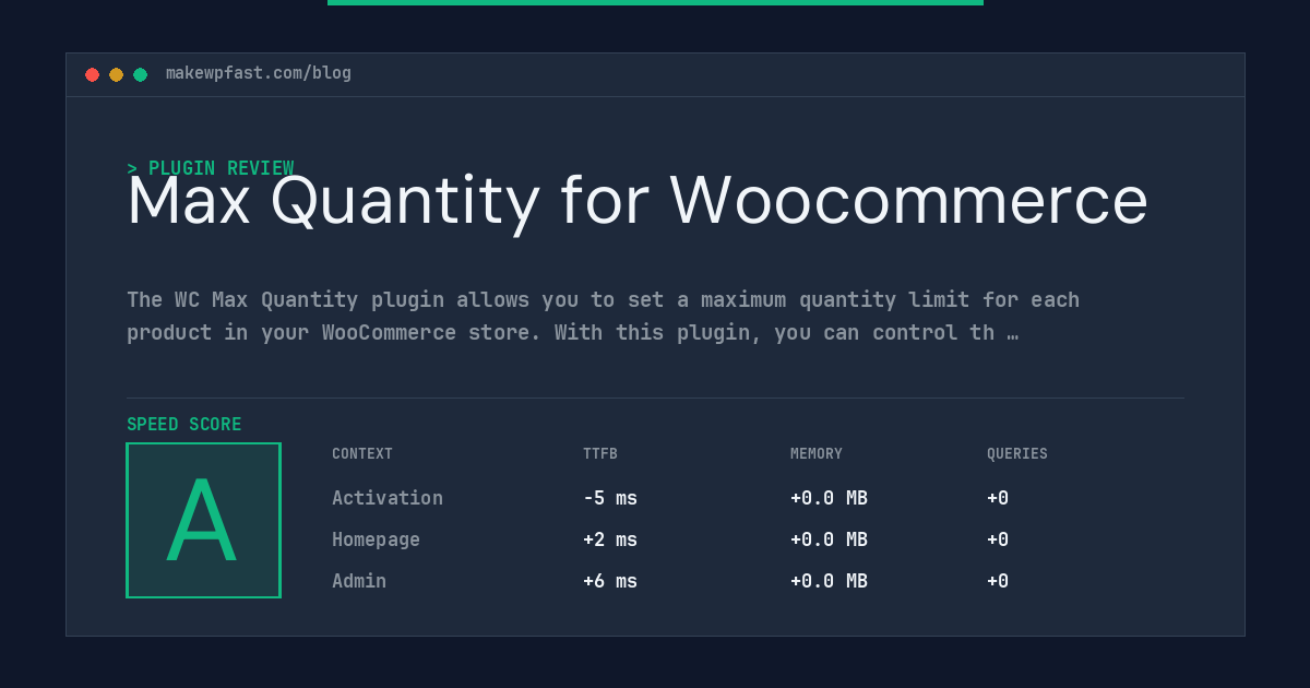 Max Quantity for Woocommerce - MakeWPFast