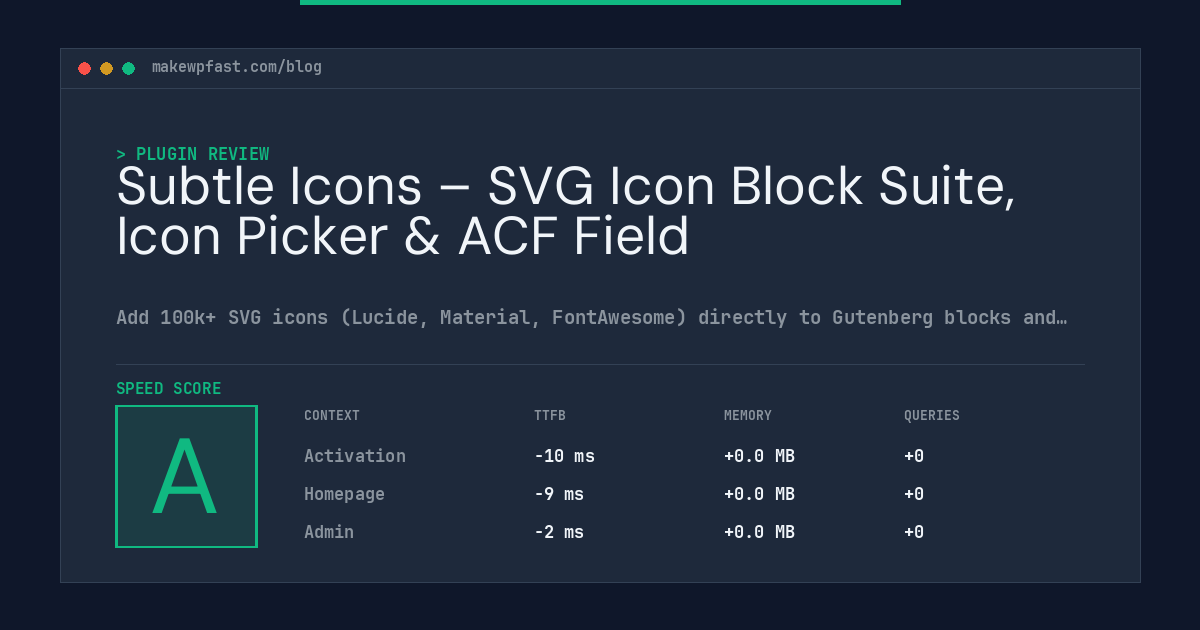 Subtle Icons – SVG Icon Block Suite, Icon Picker & ACF Field - MakeWPFast
