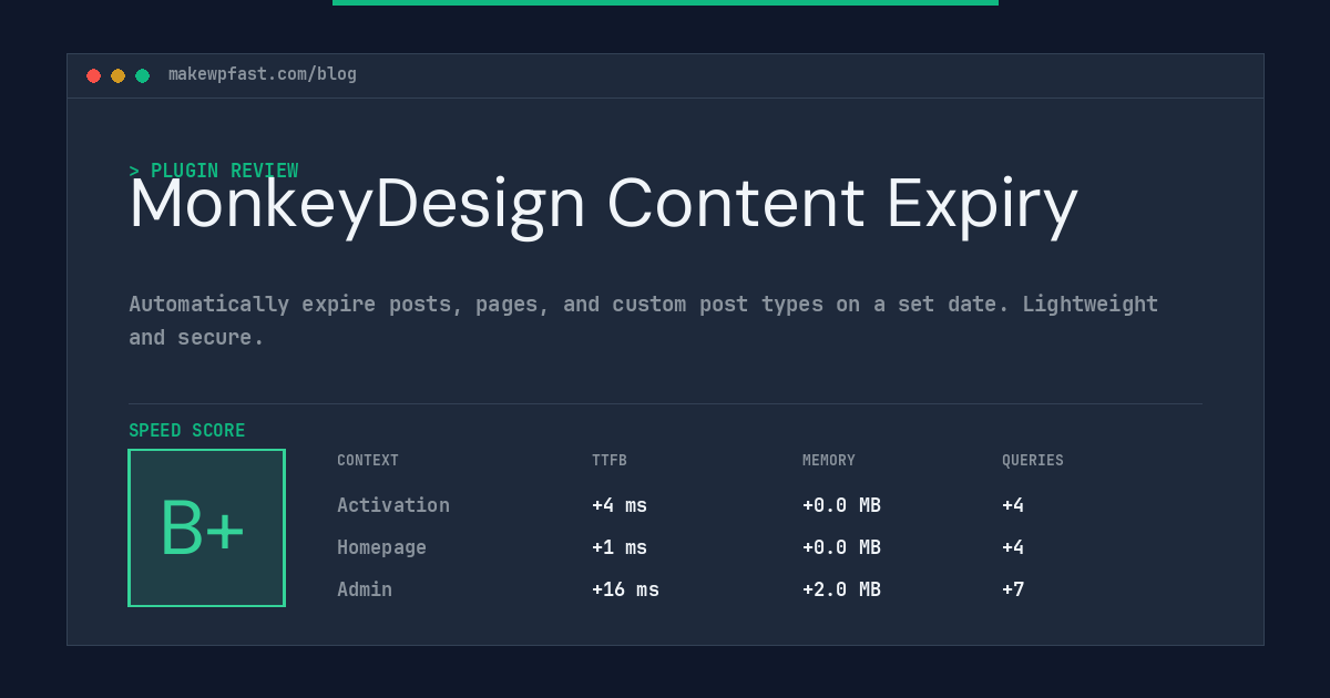 MonkeyDesign Content Expiry - MakeWPFast