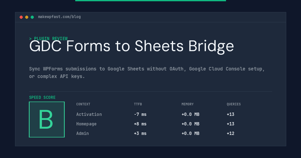 GDC Forms to Sheets Bridge - MakeWPFast