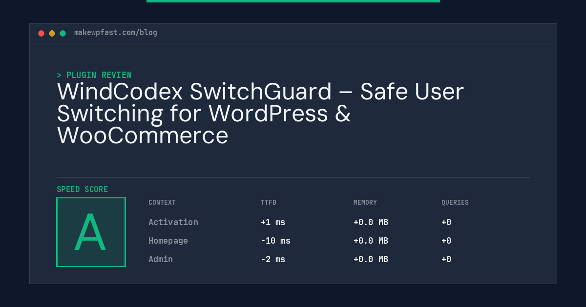 WindCodex SwitchGuard – Safe User Switching for WordPress & WooCommerce - MakeWPFast