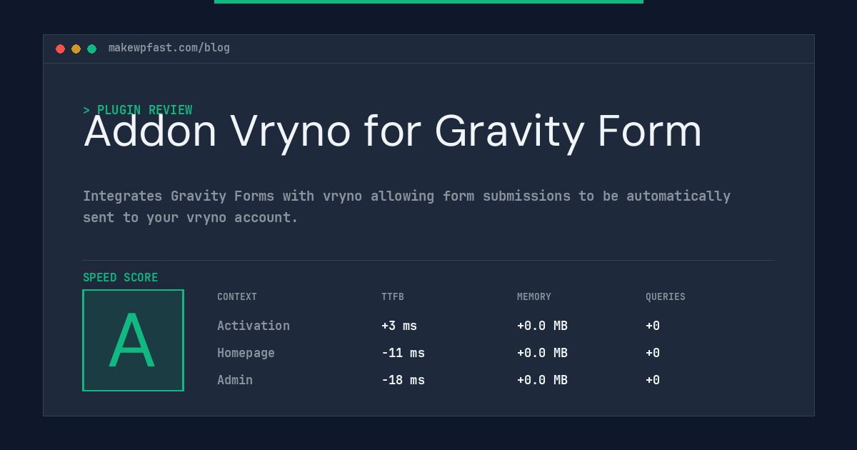 Addon Vryno for Gravity Form - MakeWPFast
