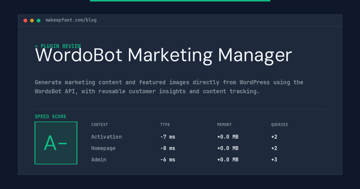 WordoBot Marketing Manager - MakeWPFast