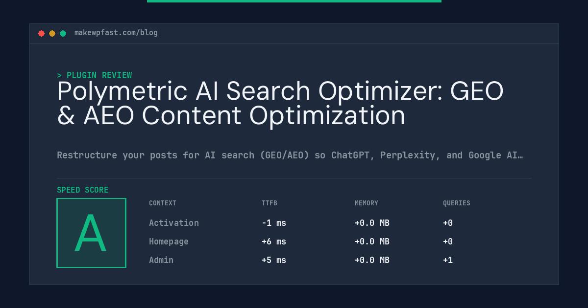 Polymetric AI Search Optimizer: GEO & AEO Content Optimization - MakeWPFast