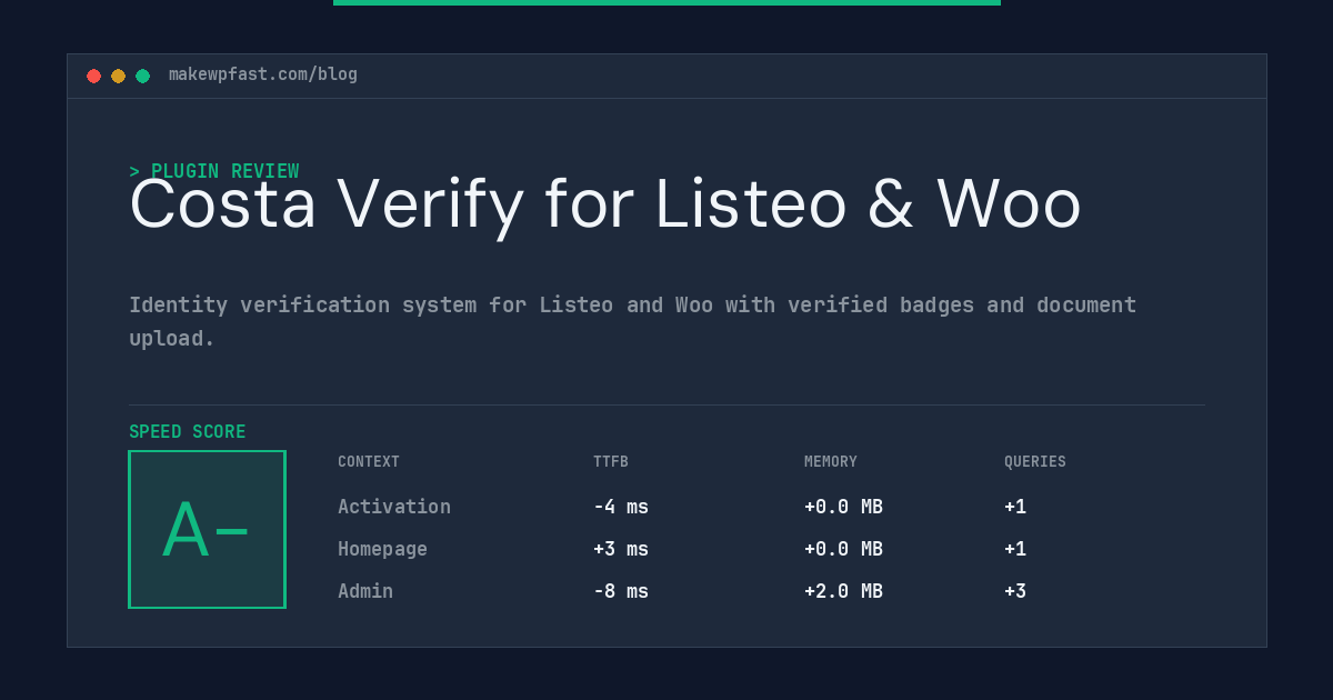 Costa Verify for Listeo & Woo - MakeWPFast