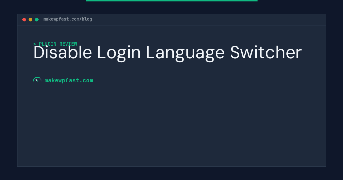 Disable Login Language Switcher - MakeWPFast