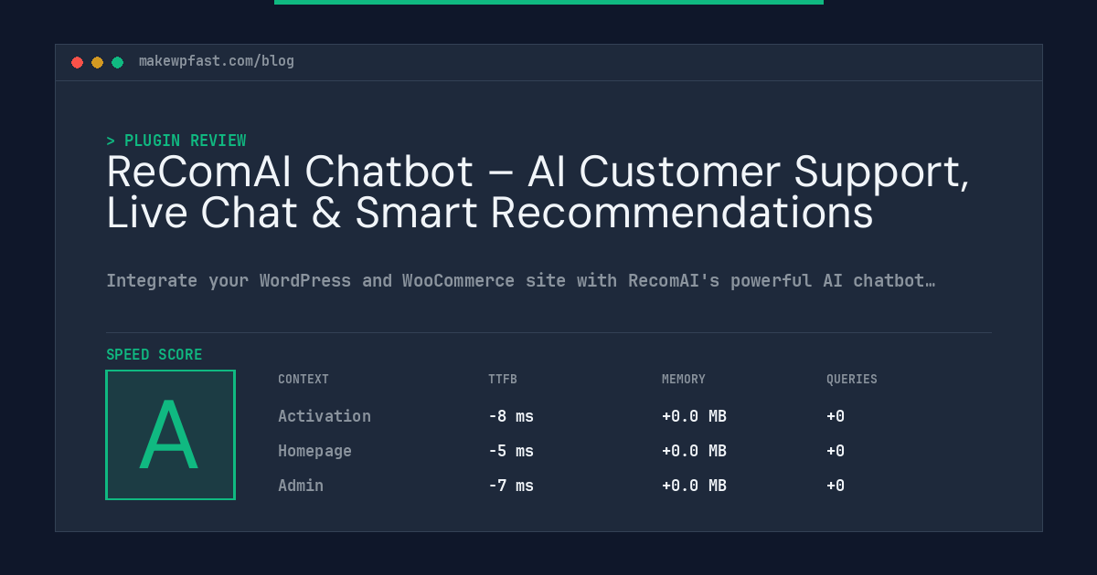 ReComAI Chatbot – AI Customer Support, Live Chat & Smart Recommendations - MakeWPFast