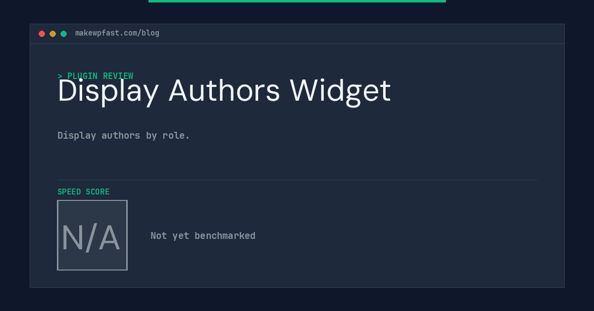 Display Authors Widget - MakeWPFast