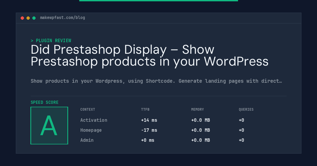 Did Prestashop Display – Show Prestashop products in your WordPress - MakeWPFast