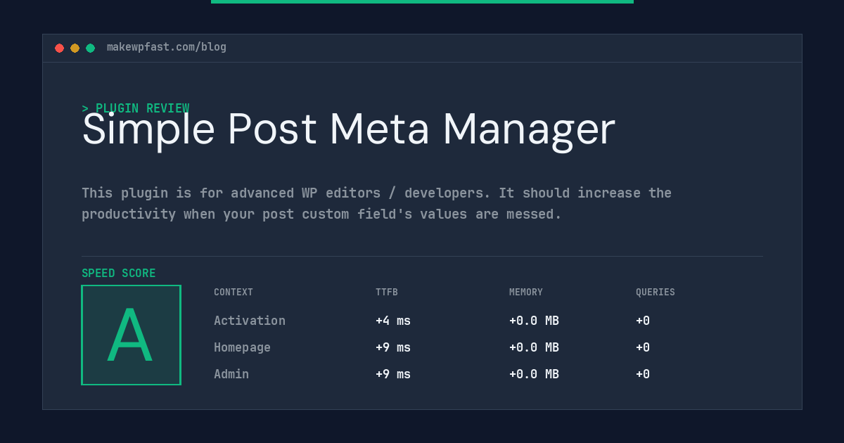 Simple Post Meta Manager - MakeWPFast