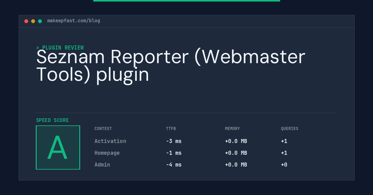 Seznam Reporter (Webmaster Tools) plugin - MakeWPFast
