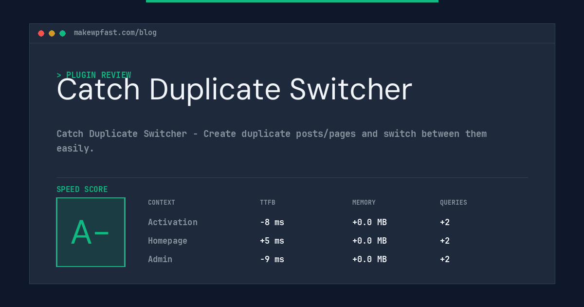 Catch Duplicate Switcher - MakeWPFast