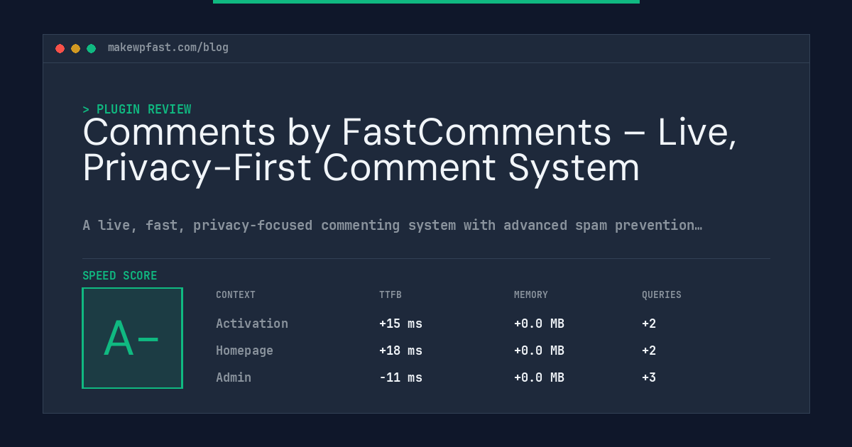 Comments by FastComments – Live, Privacy-First Comment System - MakeWPFast
