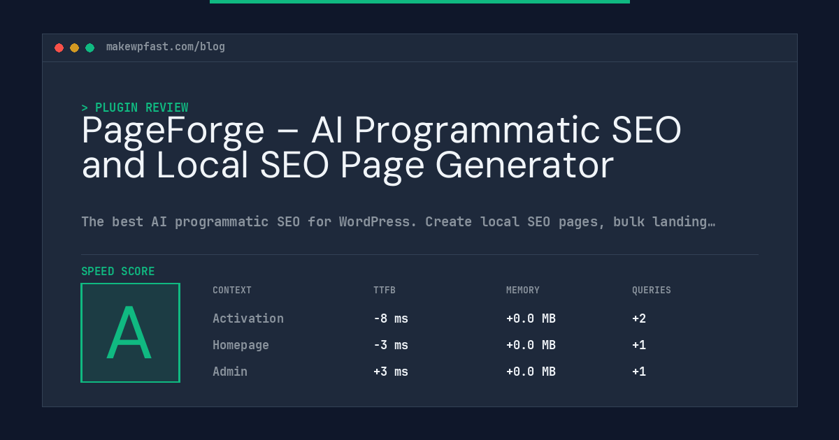 PageForge – AI Programmatic SEO and Local SEO Page Generator - MakeWPFast