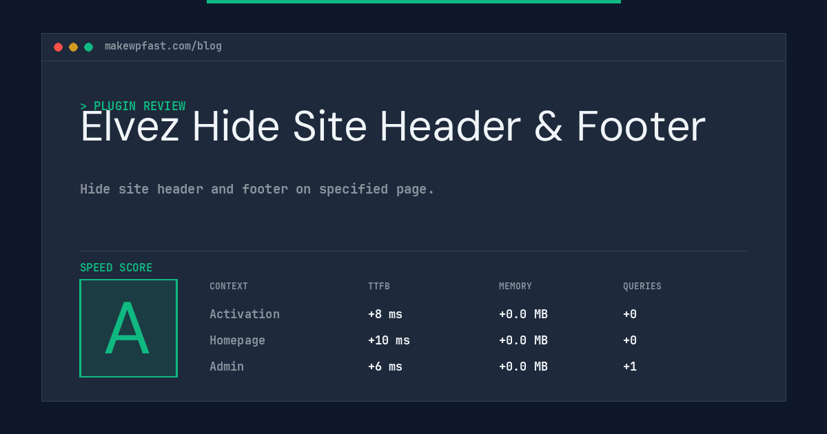Elvez Hide Site Header & Footer - MakeWPFast