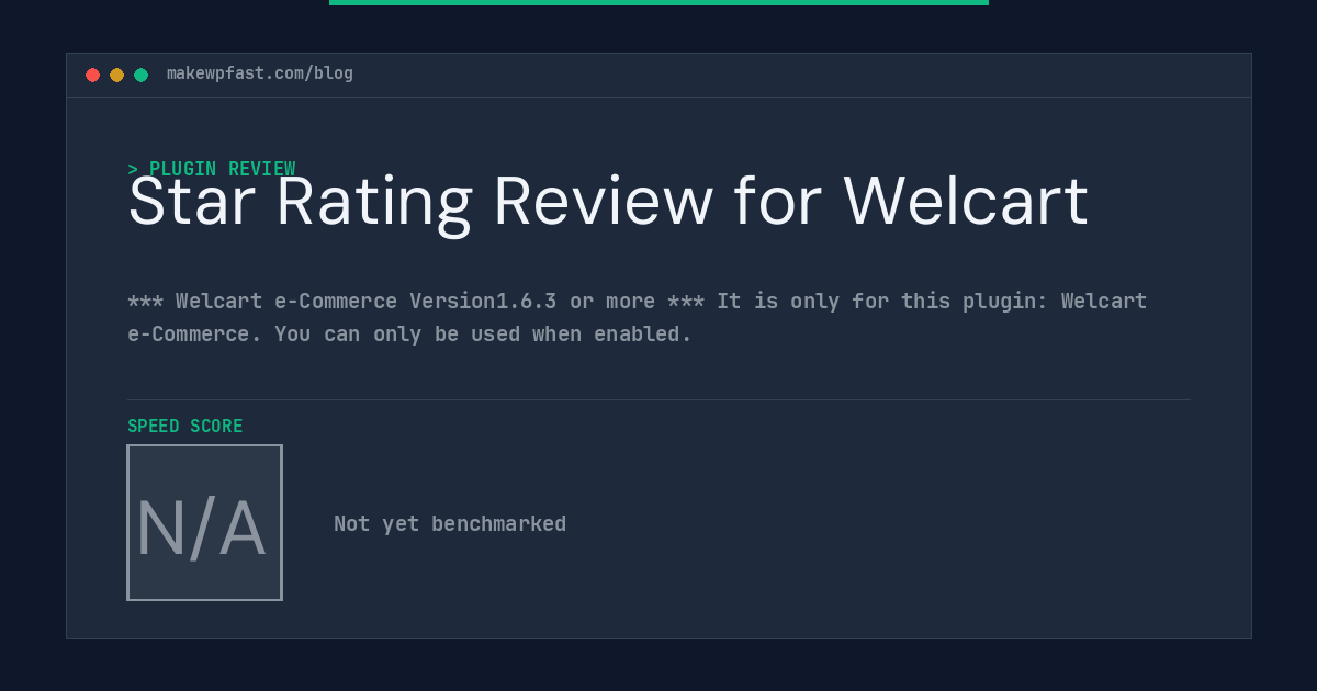 Star Rating Review for Welcart - MakeWPFast