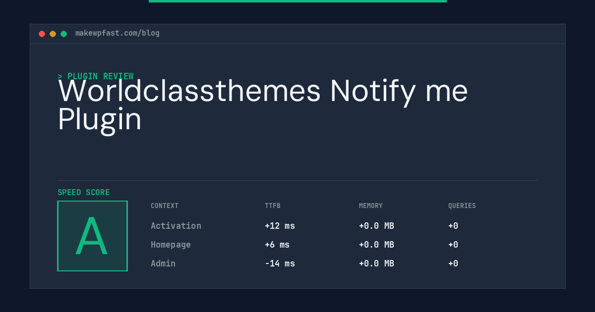 Worldclassthemes Notify me Plugin - MakeWPFast