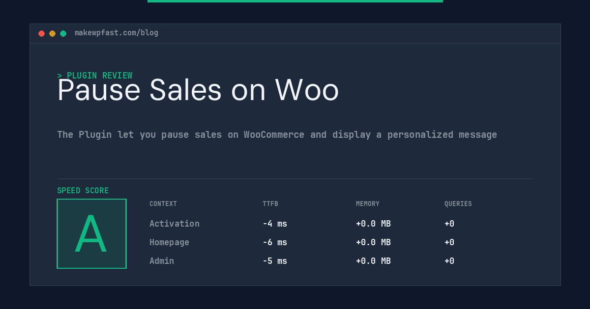 Pause Sales on Woo - MakeWPFast