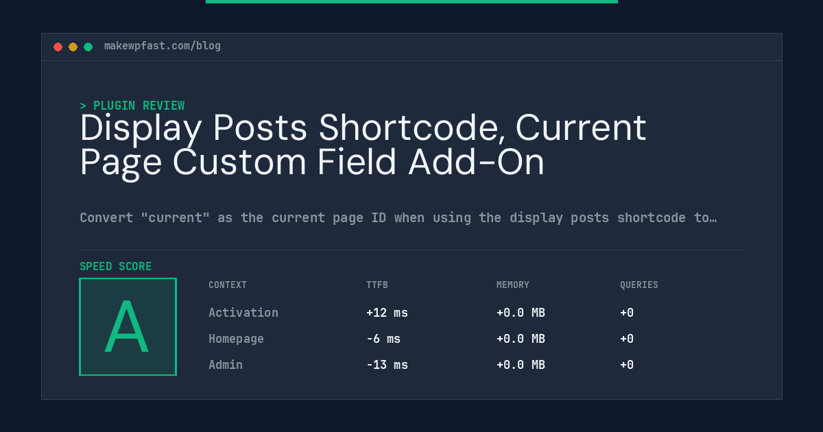 Display Posts Shortcode, Current Page Custom Field Add-On - MakeWPFast