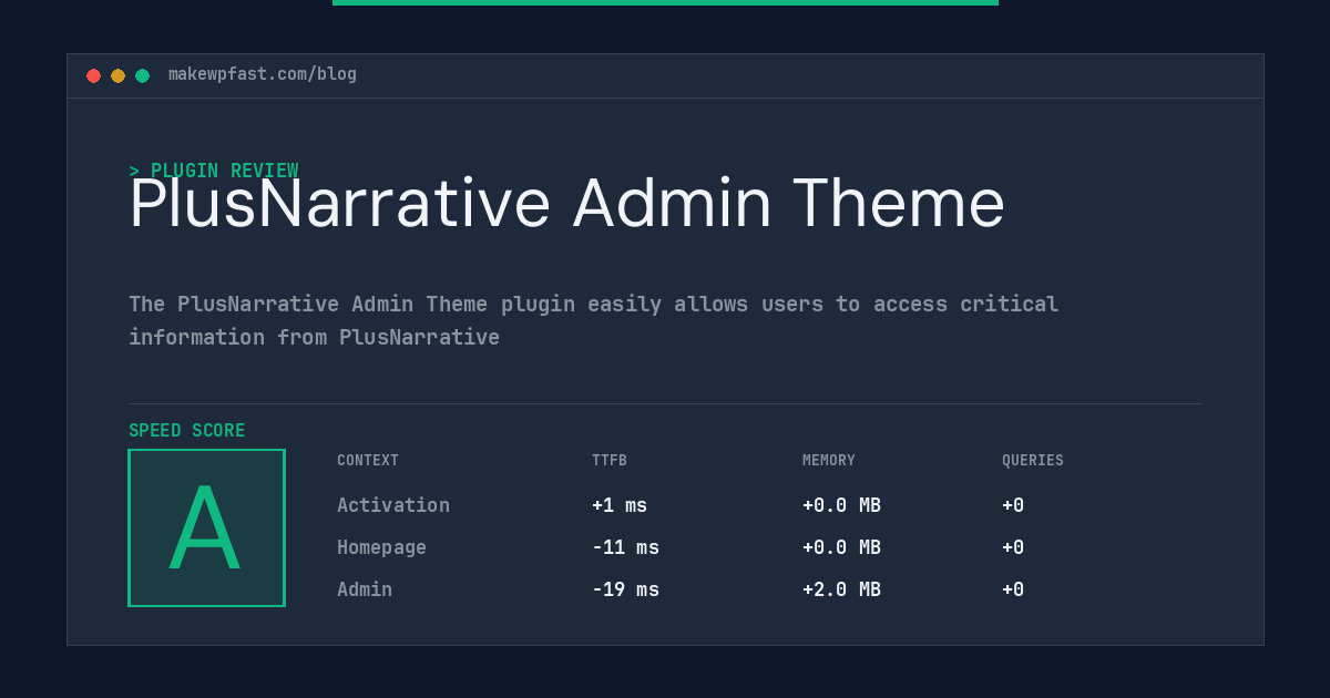 PlusNarrative Admin Theme - MakeWPFast
