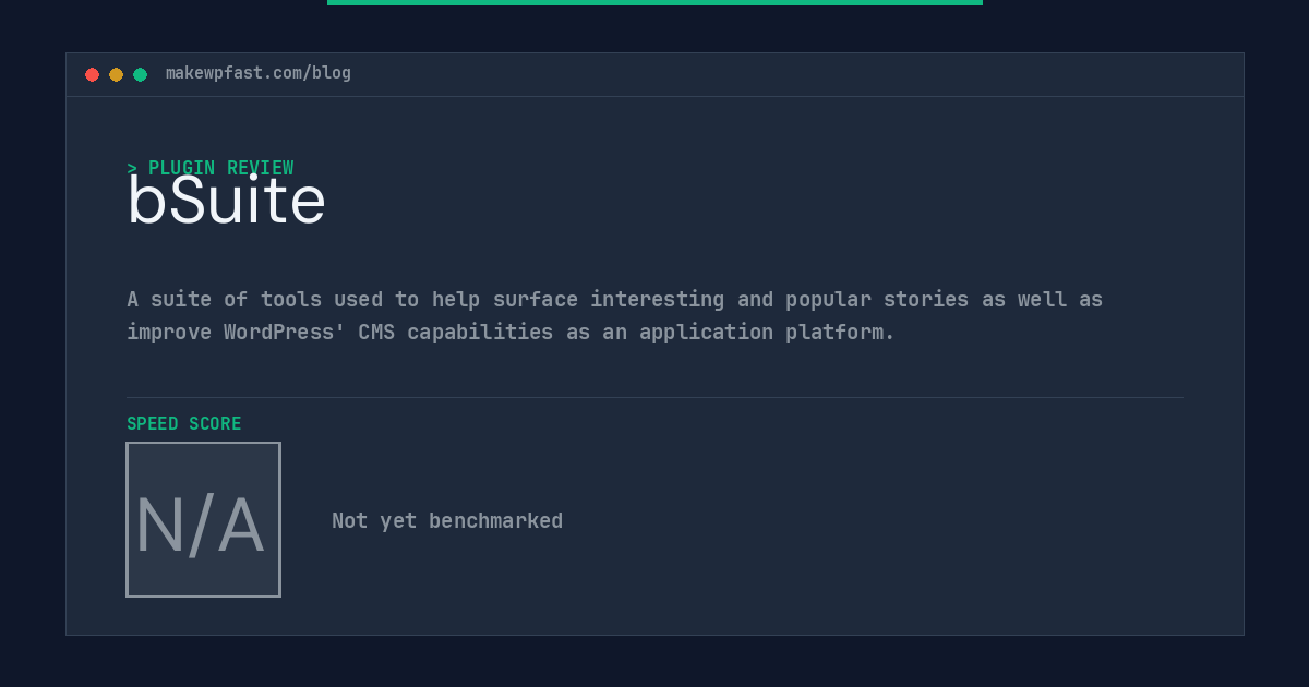 bSuite - MakeWPFast