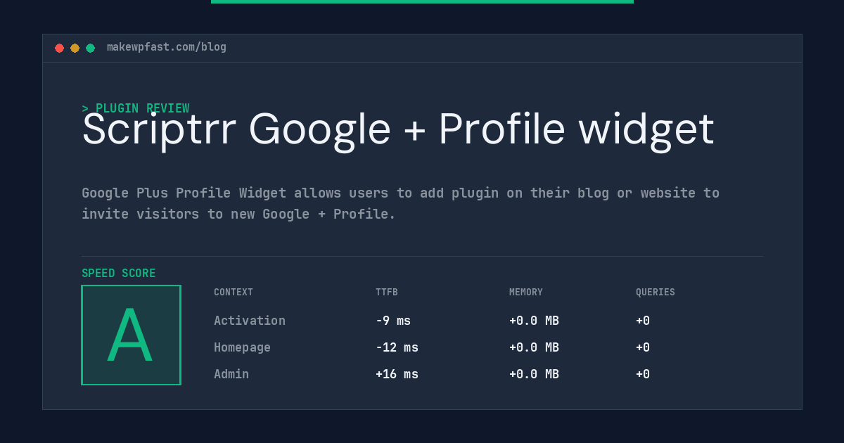 Scriptrr Google + Profile widget - MakeWPFast