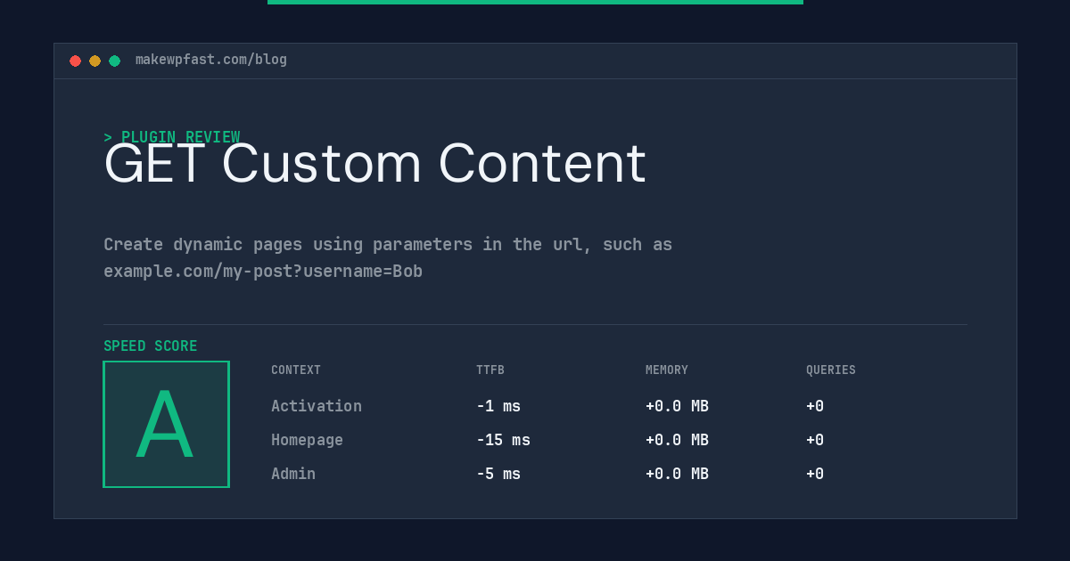 GET Custom Content - MakeWPFast