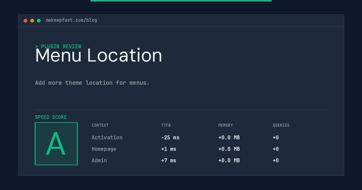 Menu Location - MakeWPFast