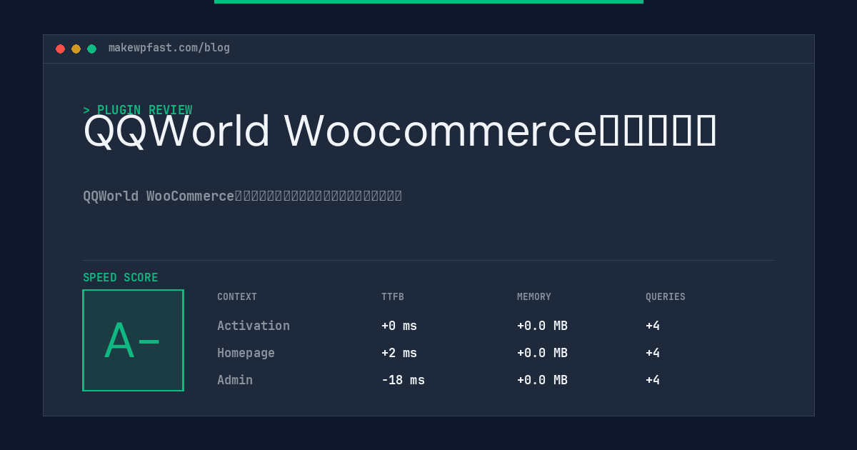 QQWorld Woocommerce助手精简版 - MakeWPFast