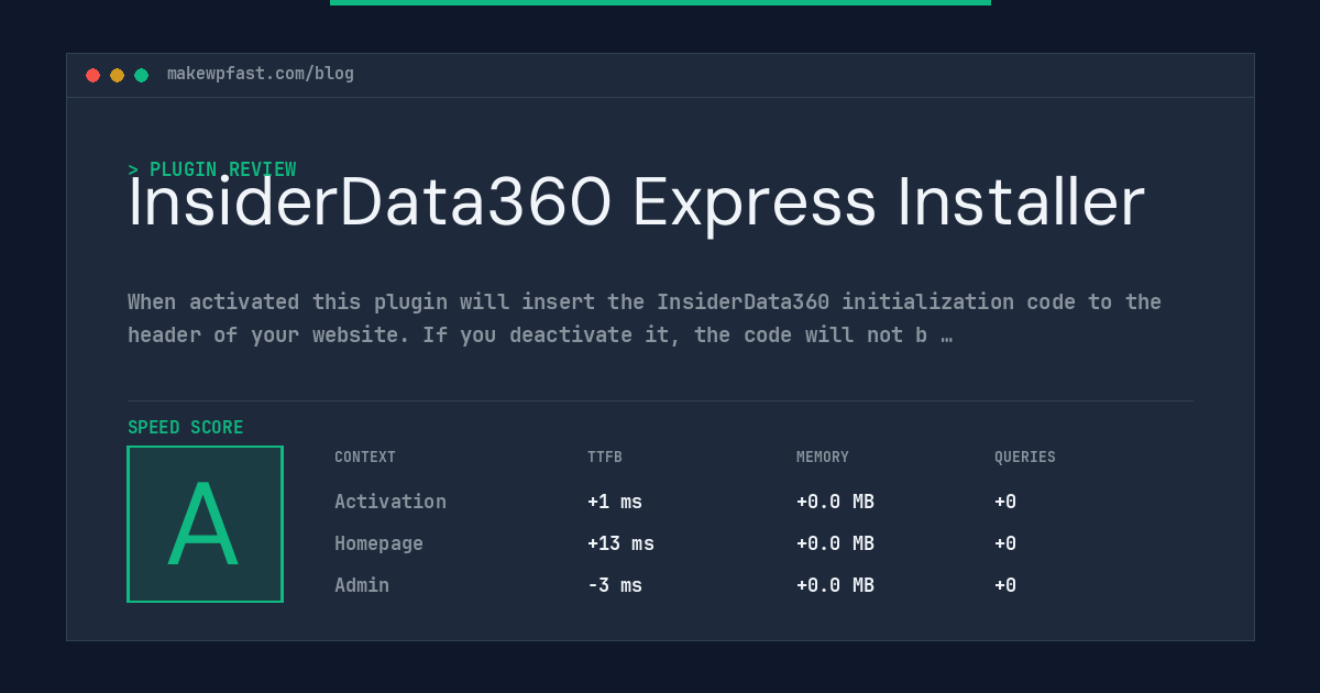 InsiderData360 Express Installer - MakeWPFast