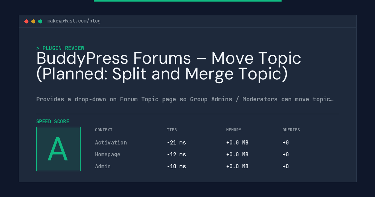 BuddyPress Forums – Move Topic (Planned: Split and Merge Topic) - MakeWPFast