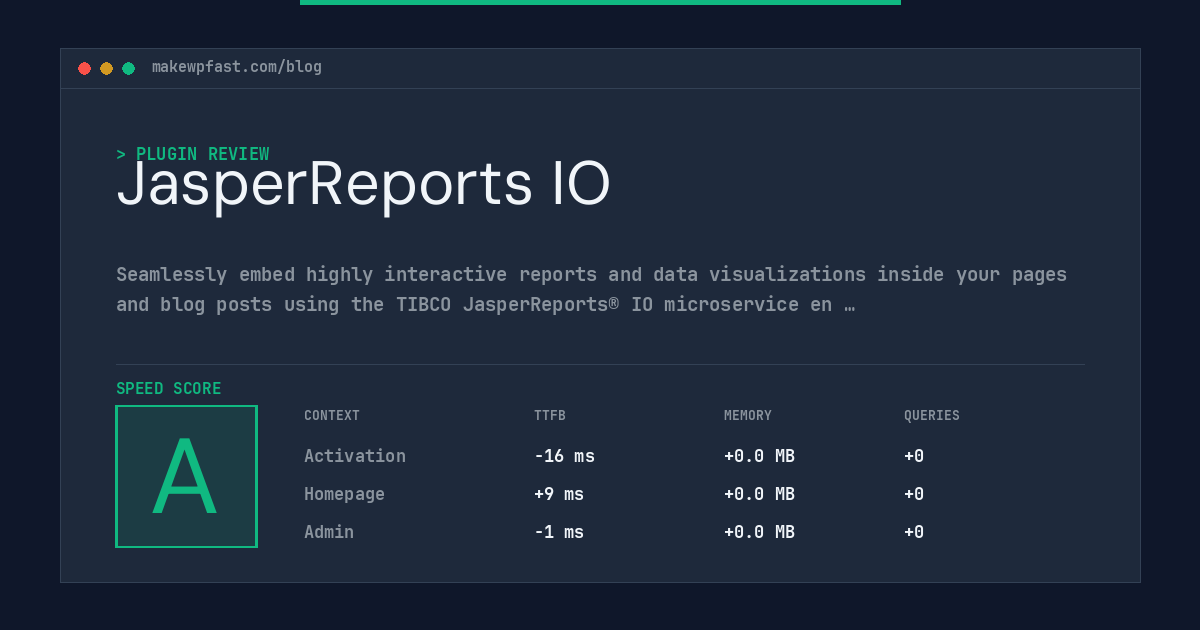 JasperReports IO - MakeWPFast
