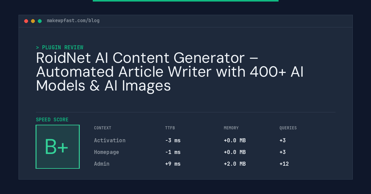 RoidNet AI Content Generator – Automated Article Writer with 400+ AI Models & AI Images - MakeWPFast