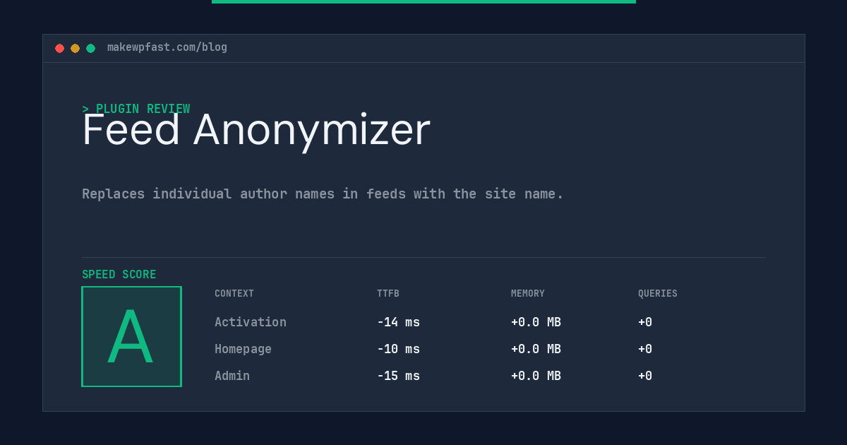 Feed Anonymizer - MakeWPFast