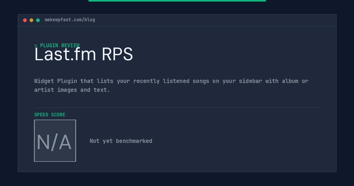 Last.fm RPS - MakeWPFast