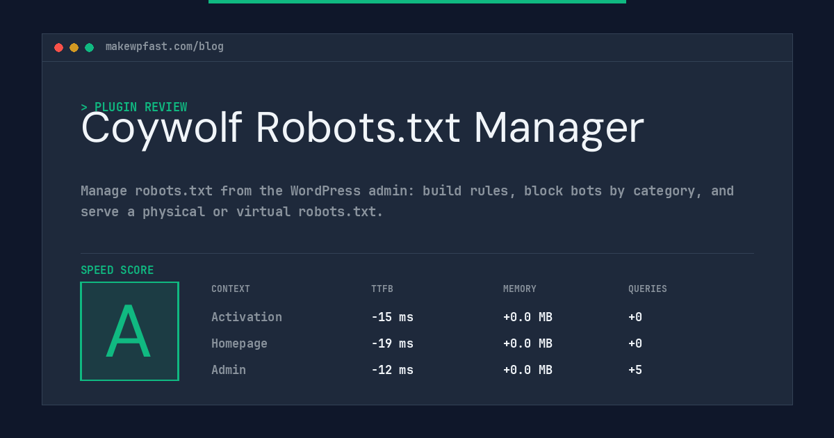 Coywolf Robots.txt Manager - MakeWPFast