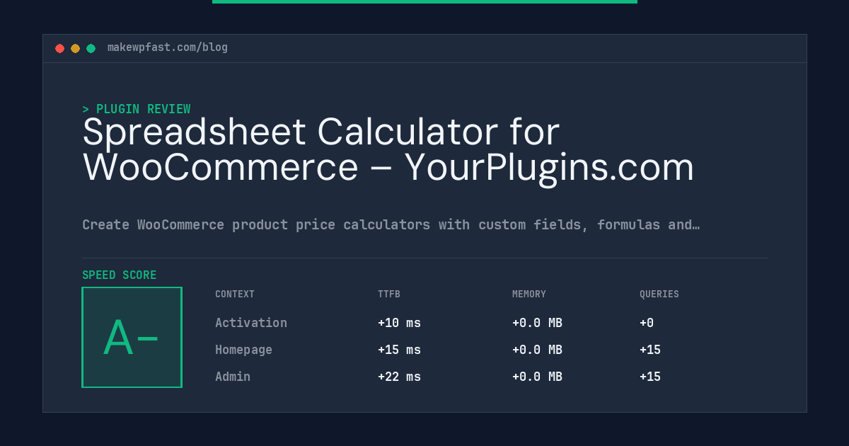 Spreadsheet Calculator for WooCommerce – YourPlugins.com - MakeWPFast