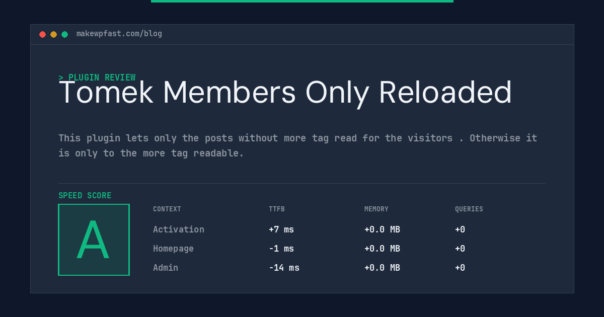 Tomek Members Only Reloaded - MakeWPFast