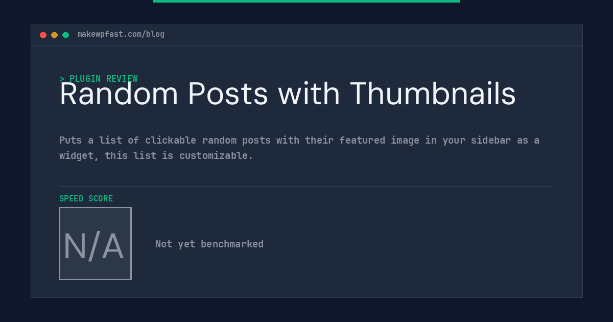 Random Posts with Thumbnails - MakeWPFast