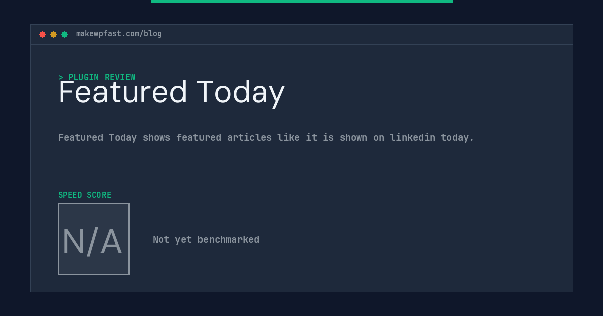 Featured Today - MakeWPFast