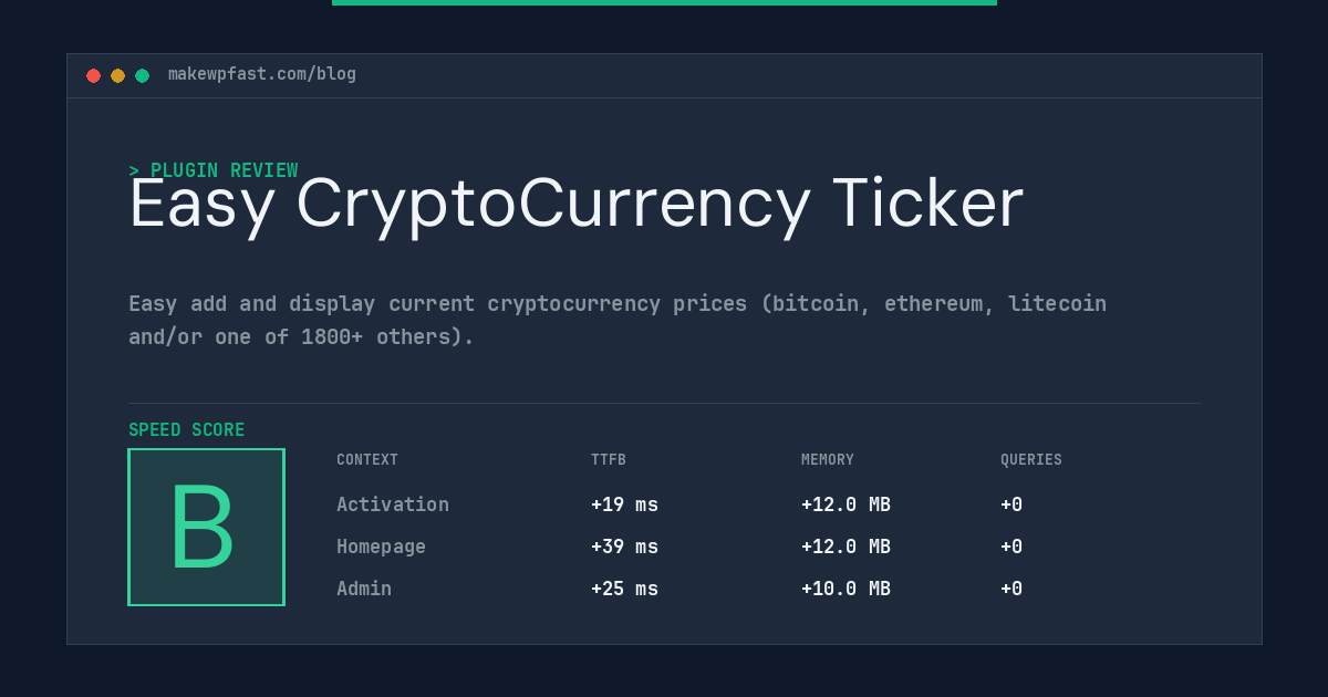 Easy CryptoCurrency Ticker - MakeWPFast