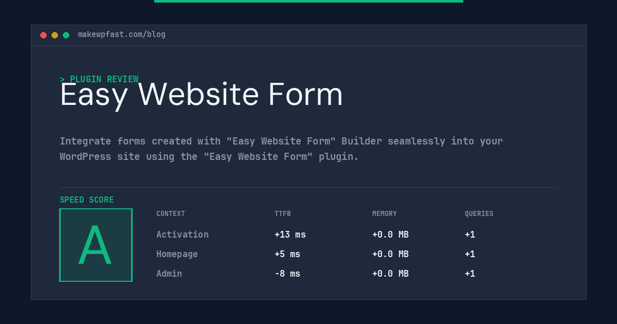 Easy Website Form - MakeWPFast