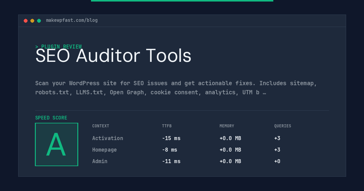 SEO Auditor Tools - MakeWPFast