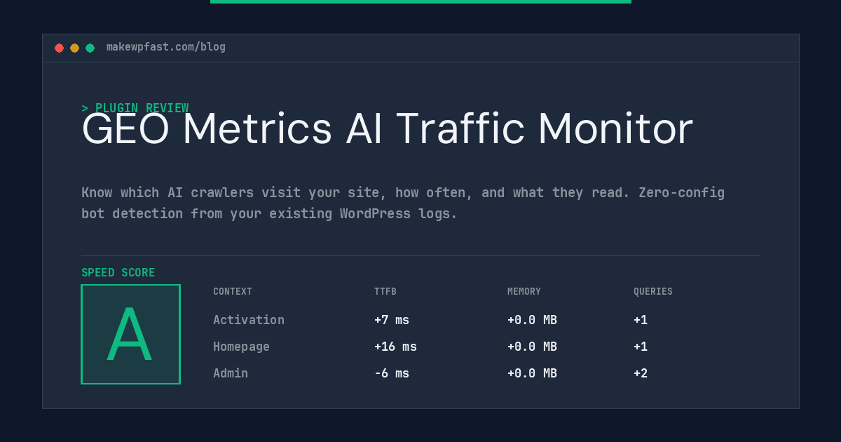 GEO Metrics AI Traffic Monitor - MakeWPFast