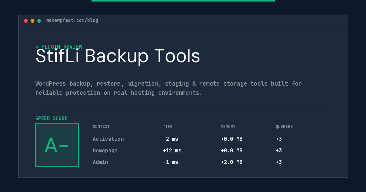 StifLi Backup Tools - MakeWPFast