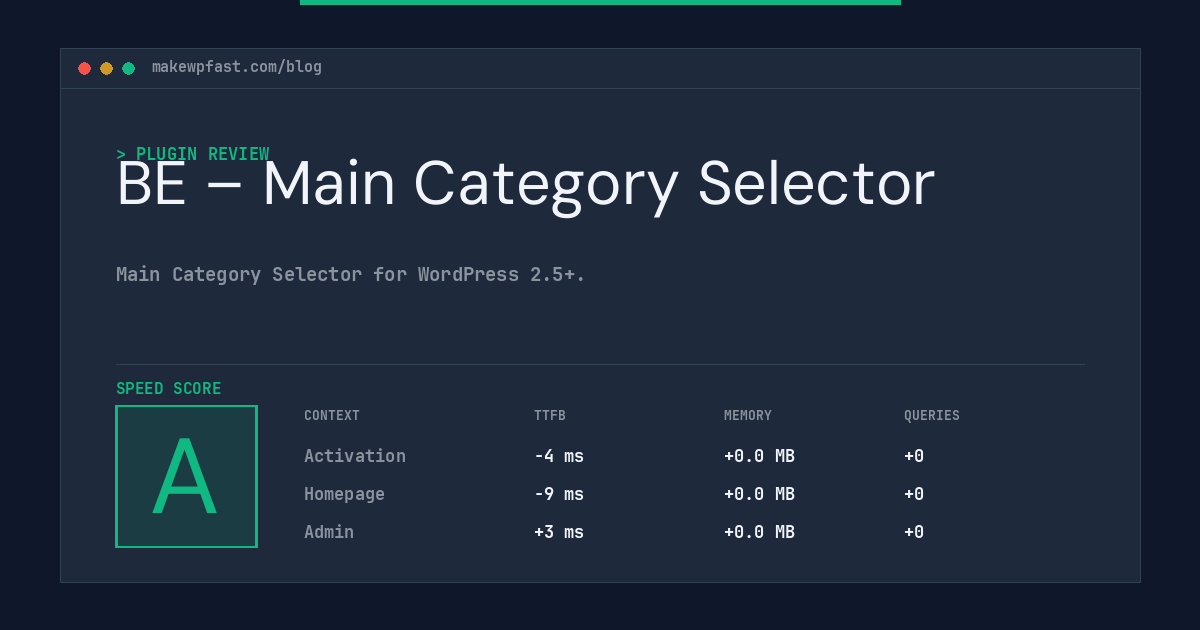 BE – Main Category Selector - MakeWPFast