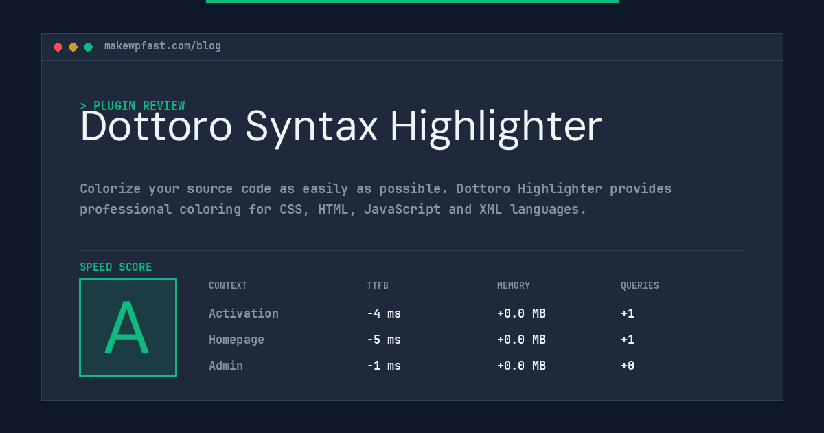 Dottoro Syntax Highlighter - MakeWPFast