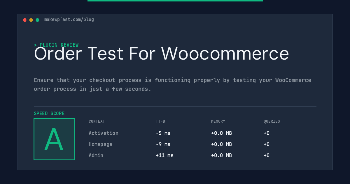 Order Test For Woocommerce - MakeWPFast